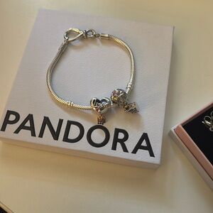 Pandora Silver Bracelet with Colorful Charms